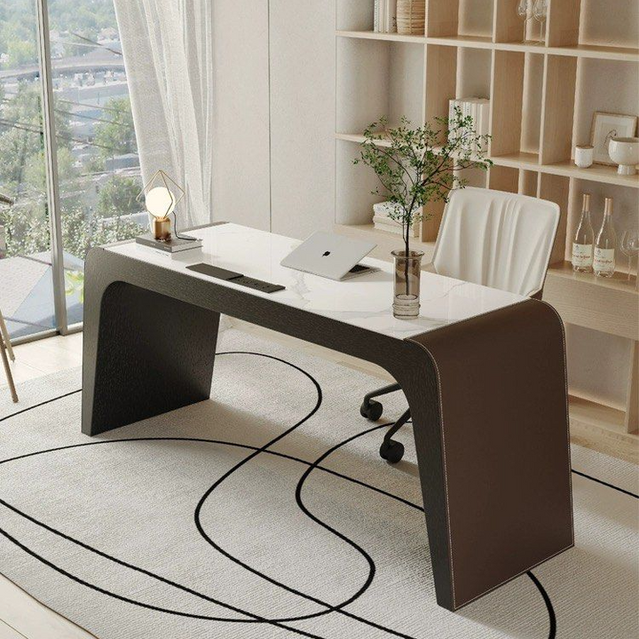ERICH Modern Saddle Leather Study Desk