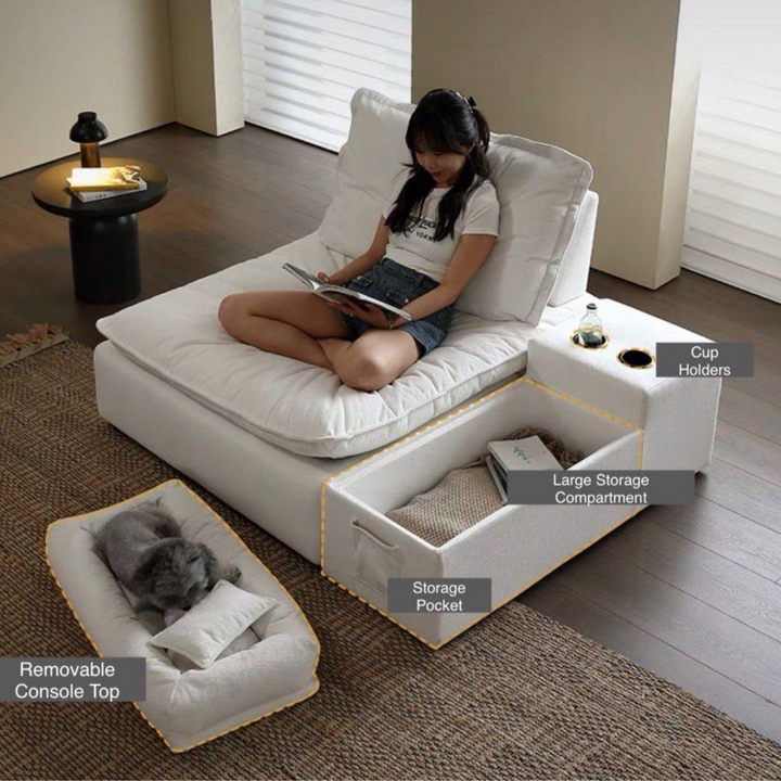 PALVANI Modern Boucle Slider Sofa
