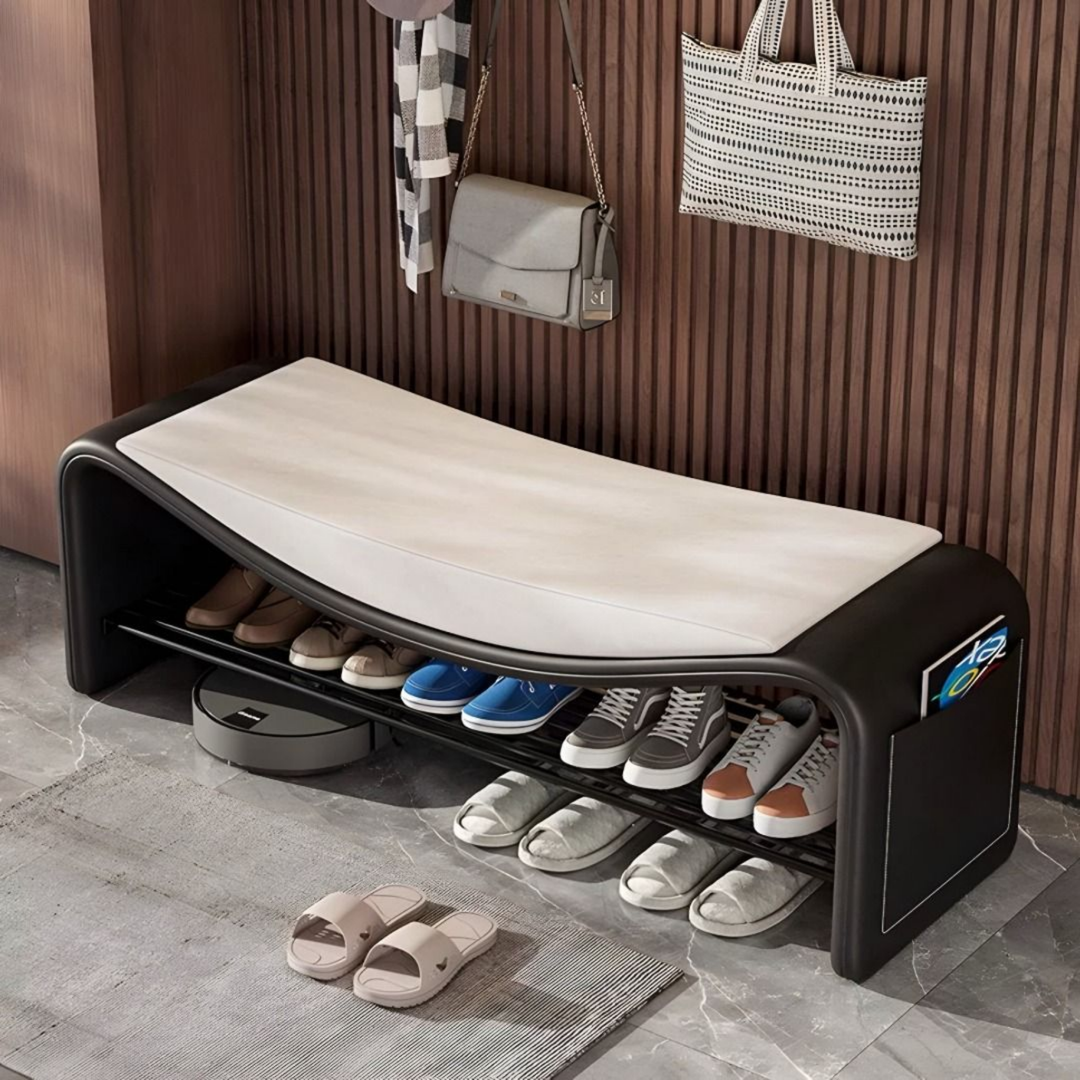 AVA Modern Nappa Leather Shoe Bench
