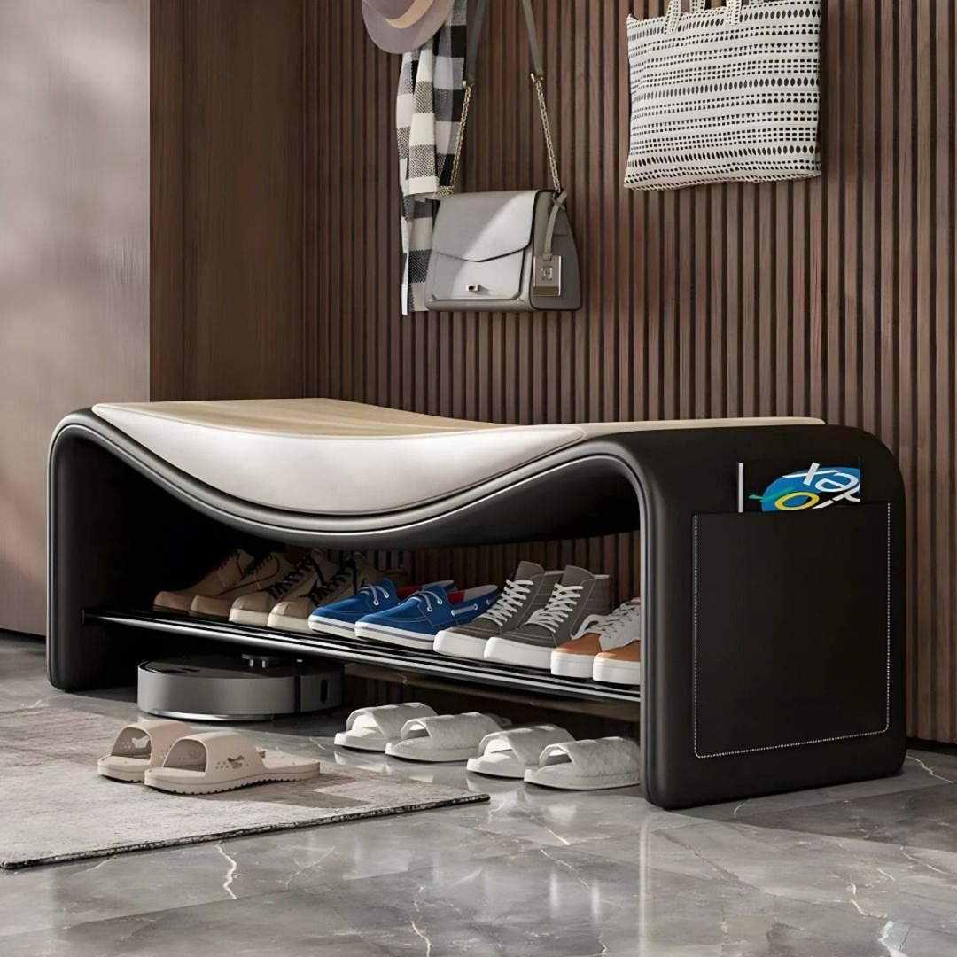 AVA Modern Nappa Leather Shoe Bench