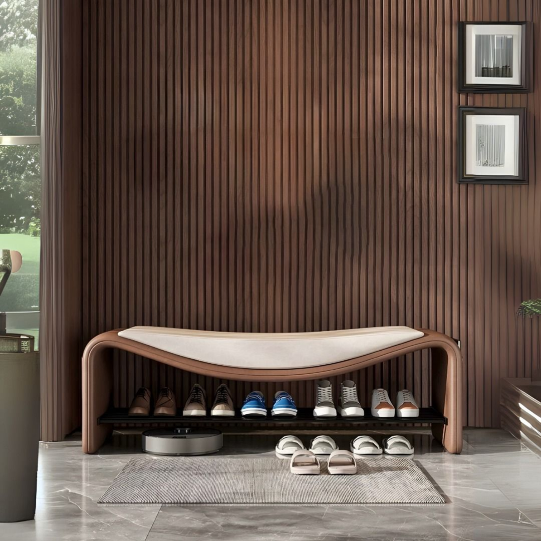 AVA Modern Nappa Leather Shoe Bench