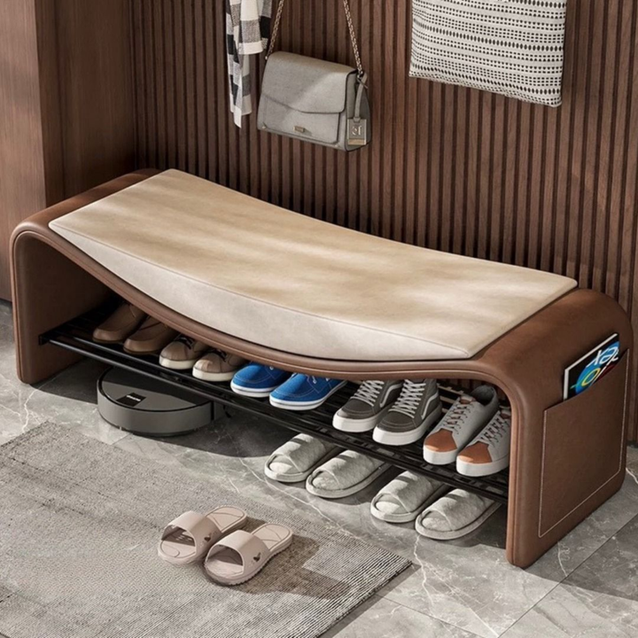 AVA Modern Nappa Leather Shoe Bench