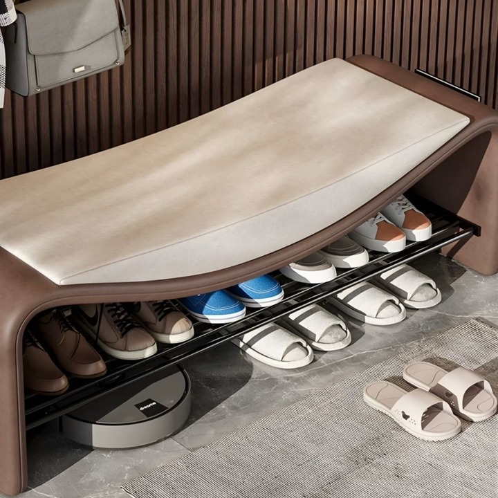 AVA Modern Nappa Leather Shoe Bench