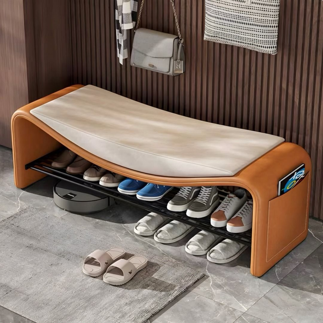 AVA Modern Nappa Leather Shoe Bench