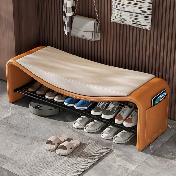AVA Modern Nappa Leather Shoe Bench