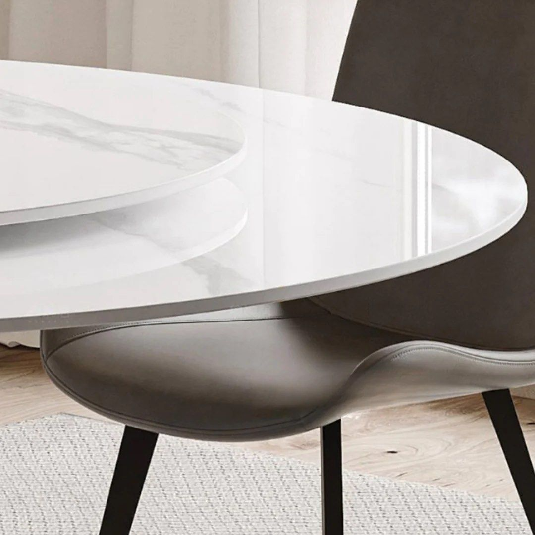 MACK Round Marble Dining Table With Lazy Susan