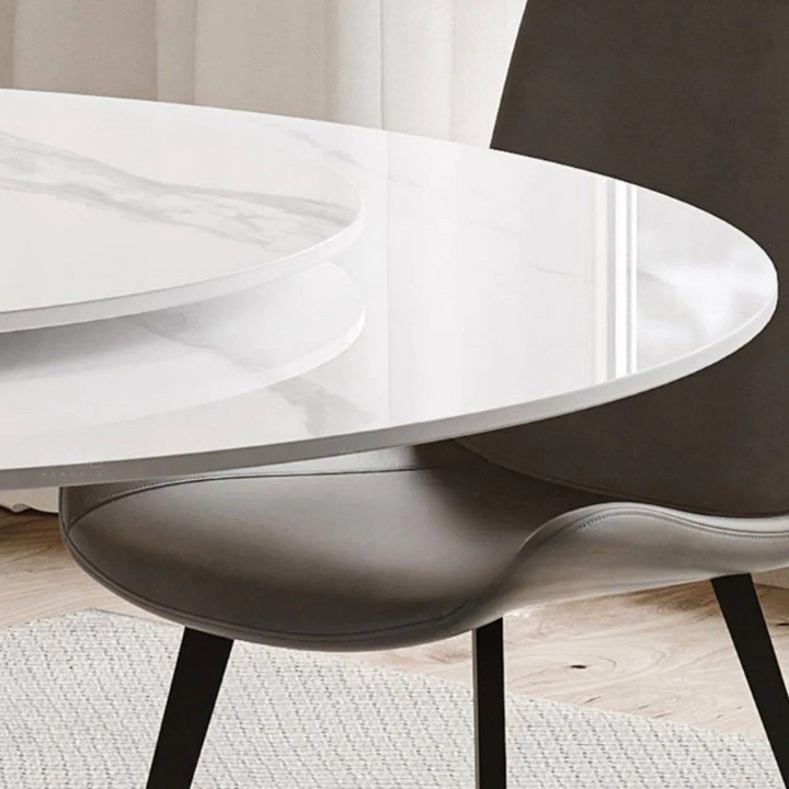 MACK Round Marble Dining Table With Lazy Susan