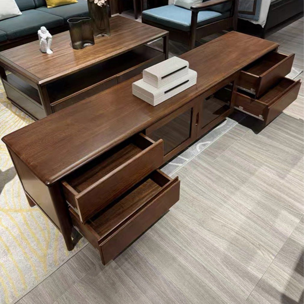 HAROL Modern Solid Walnut Wood TV Console
