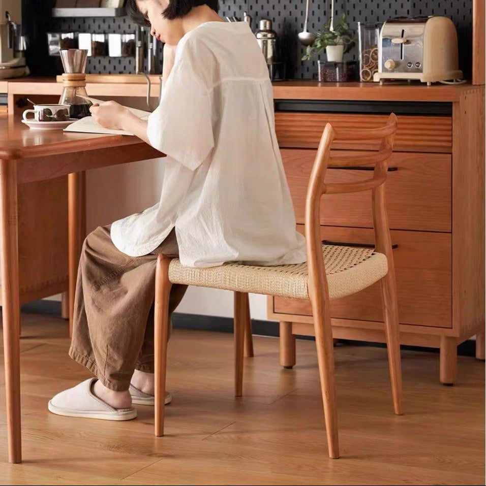 SERIO Solid Wood & Rattan Dining Chair