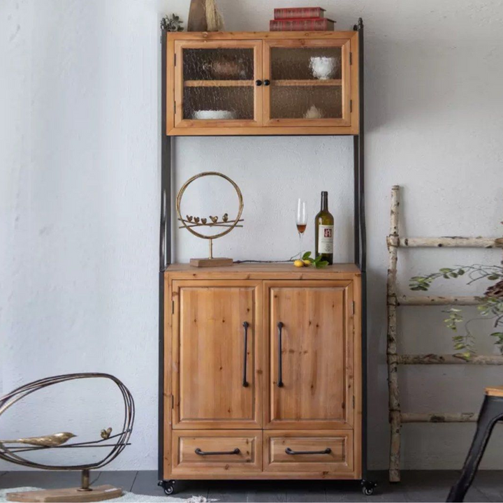 HARLING Rustic Solid Wood Tall Cabinet