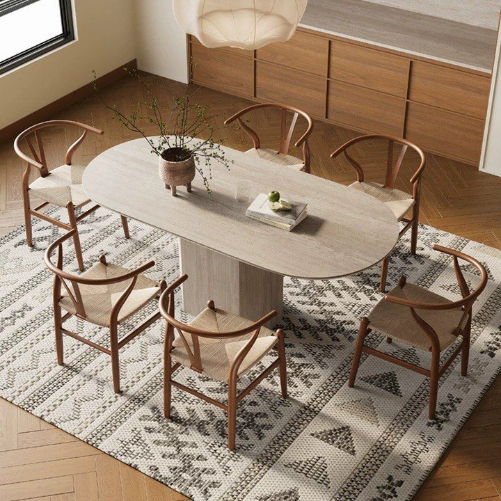 SAPPH Modern Travertine Dining Table