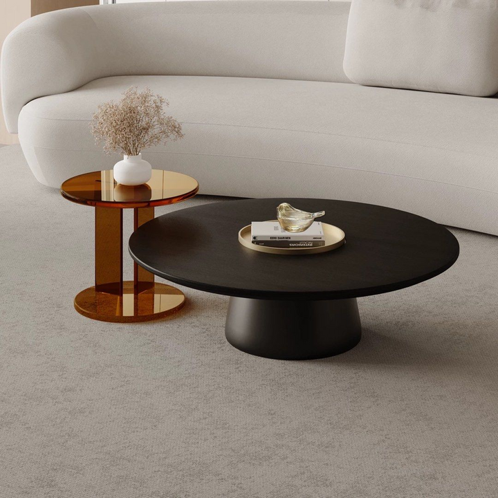 HARLEEN Modern Solid Wood Round Coffee Table