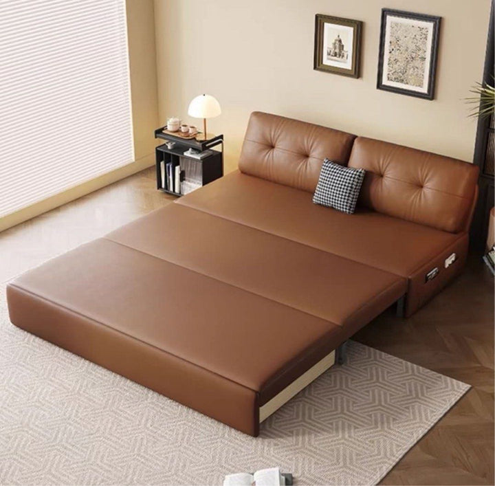 ZANI Scratch Resistant Leather Storage Sofa Bed