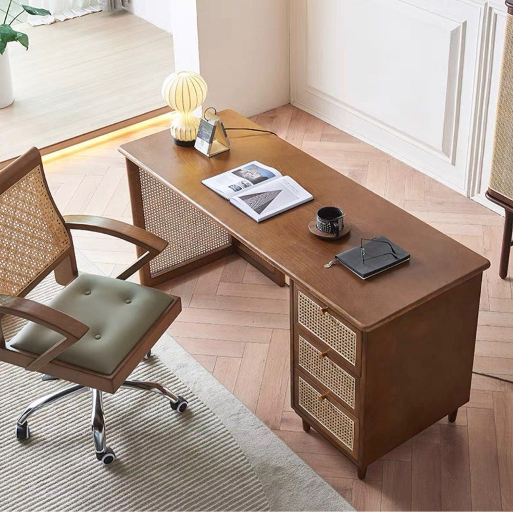 HOUSTON Rustic Walnut Solid Wood Desk
