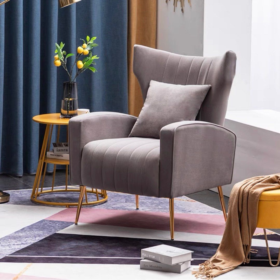 LEVI Winged Velvet Armchair