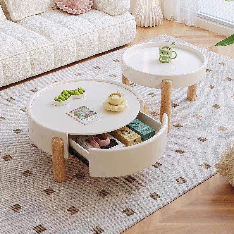 AIDEN Japandi Solid Wood Round Coffee Table