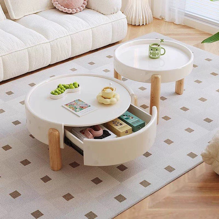 AIDEN Japandi Solid Wood Round Coffee Table