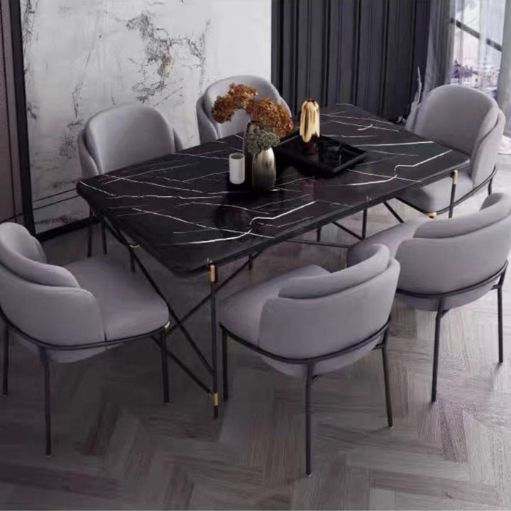 HOLYFIELD Industrial Marble Dining Table