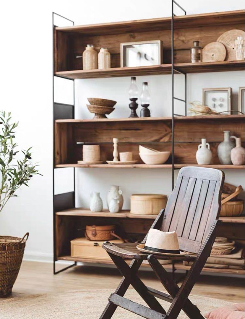 TADEU Modern Solid Wood Display Shelf