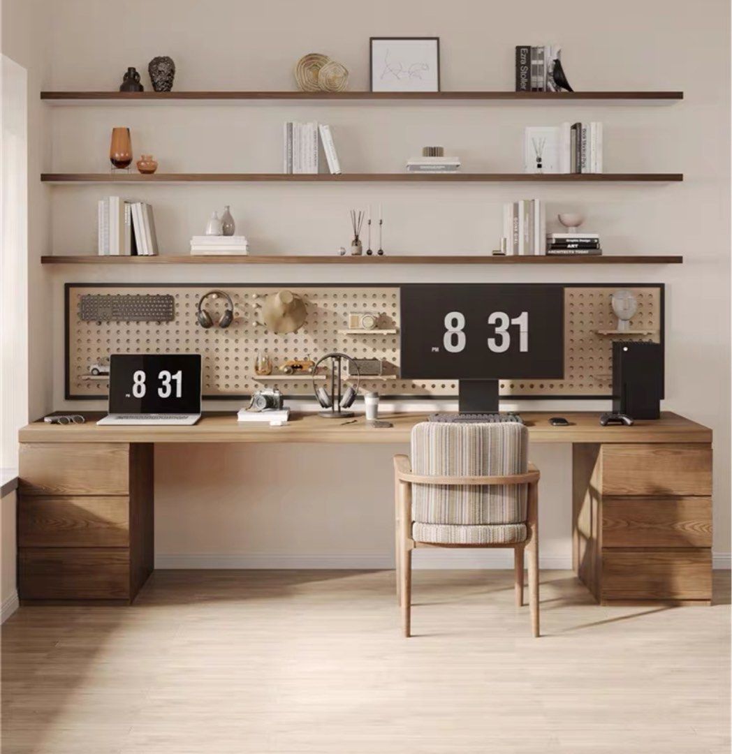 EDMUND Solid Wood Study Table With Double Drawers