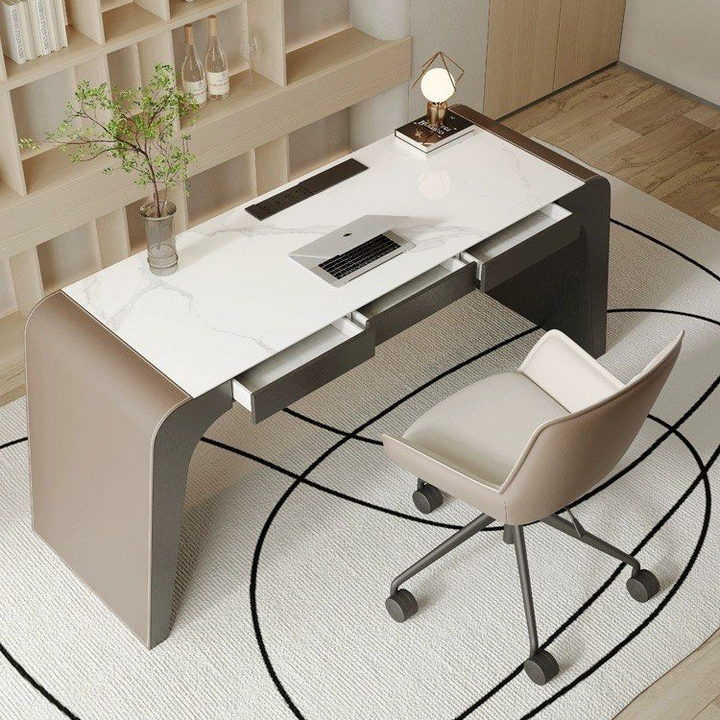 ERICH Modern Saddle Leather Study Desk