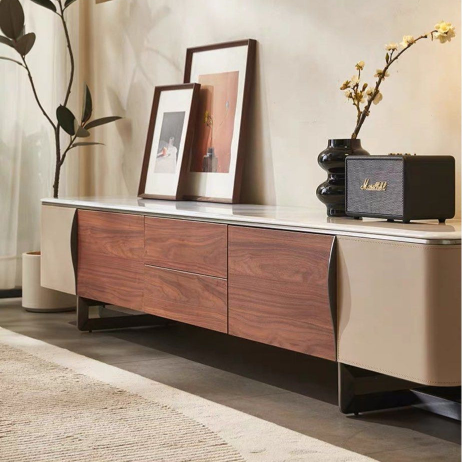 VACLA Modern Saddle Leather TV Console