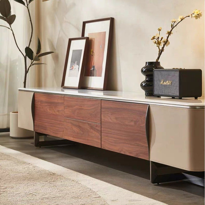 VACLA Modern Saddle Leather TV Console