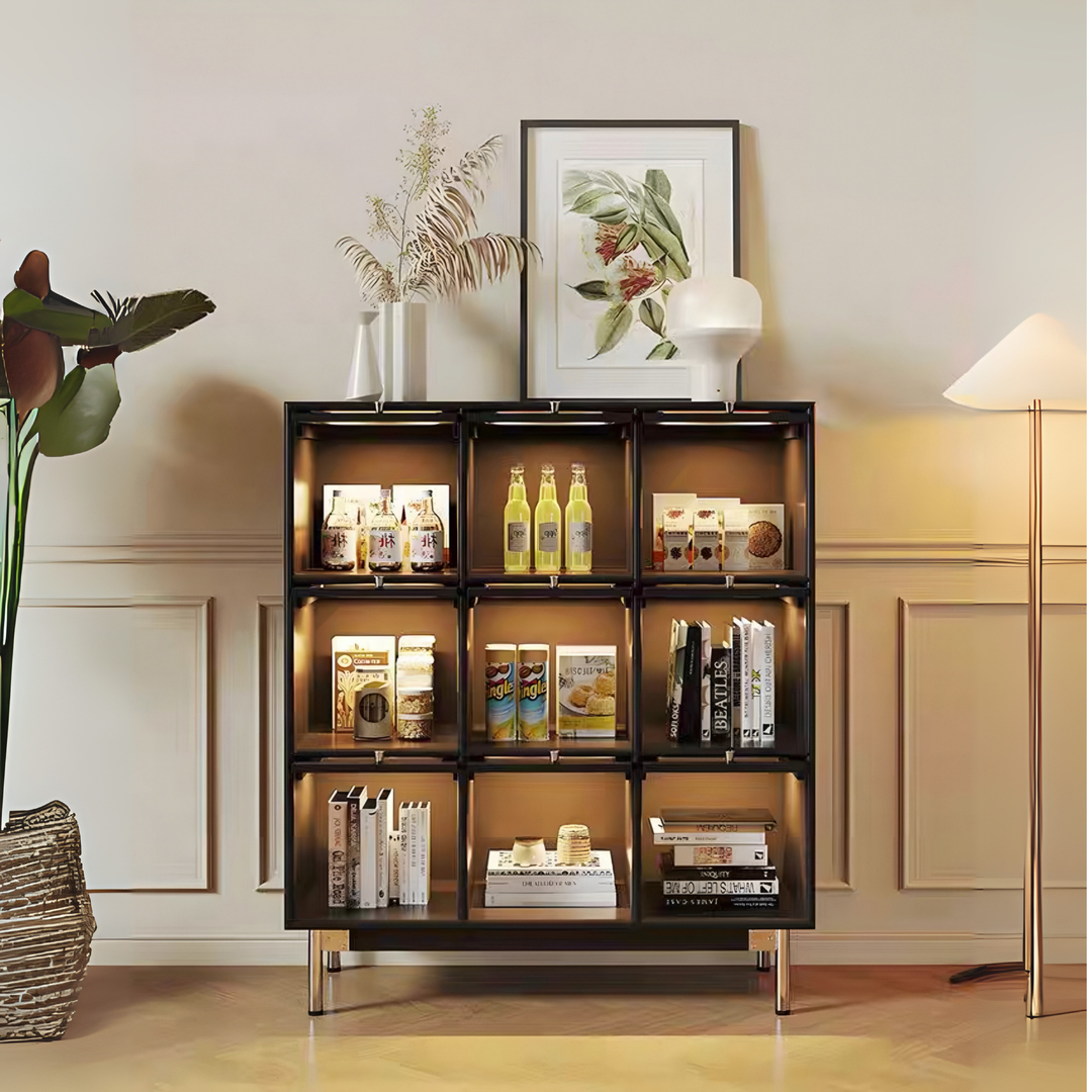 VERTU Rustic Pine Wood Display Cabinet