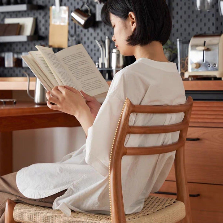 SERIO Solid Wood & Rattan Dining Chair