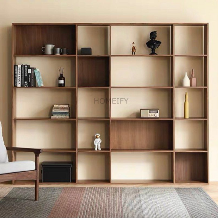 RAINER Rustic Walnut Wood Book Shelf