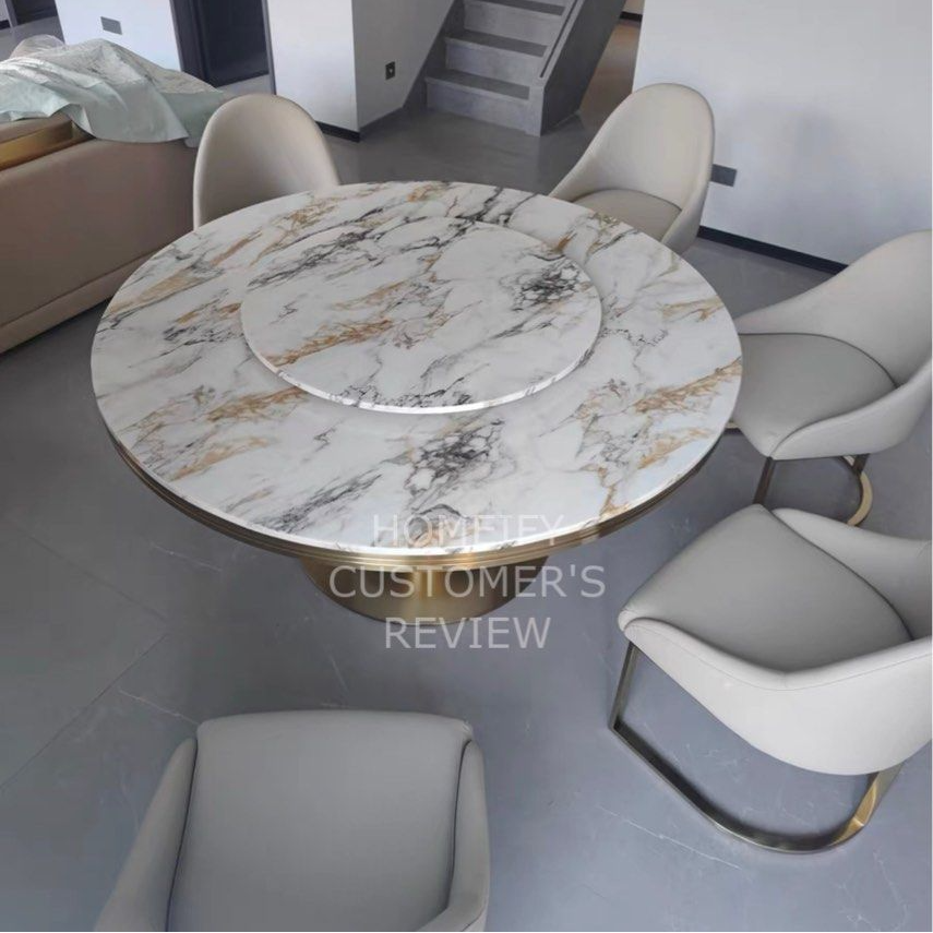 GORDON Luxurious Round Marble Dining Table