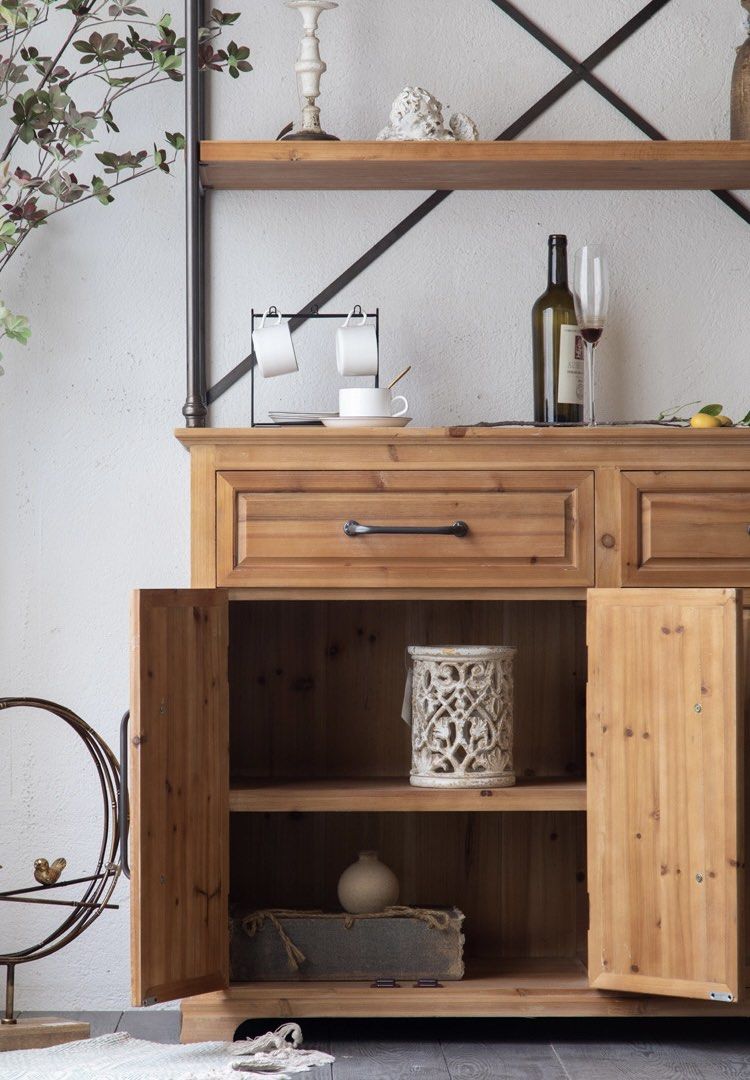 HARLING Rustic Solid Wood Tall Cabinet