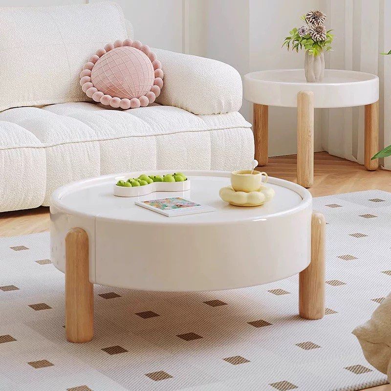 AIDEN Japandi Solid Wood Round Coffee Table