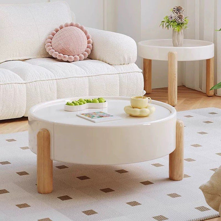 AIDEN Japandi Solid Wood Round Coffee Table