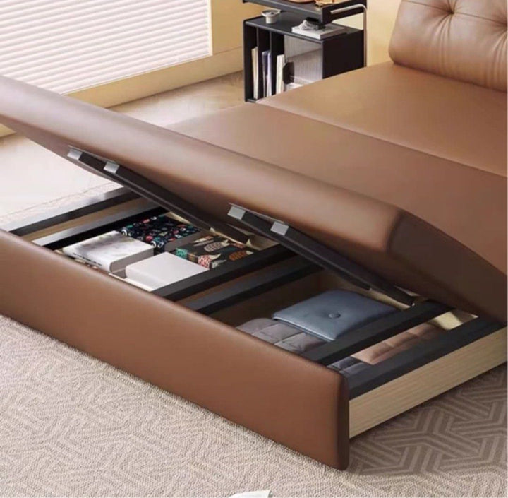 ZANI Scratch Resistant Leather Storage Sofa Bed