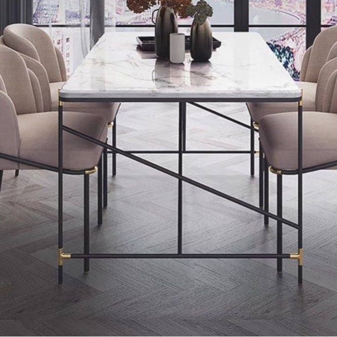HOLYFIELD Industrial Marble Dining Table