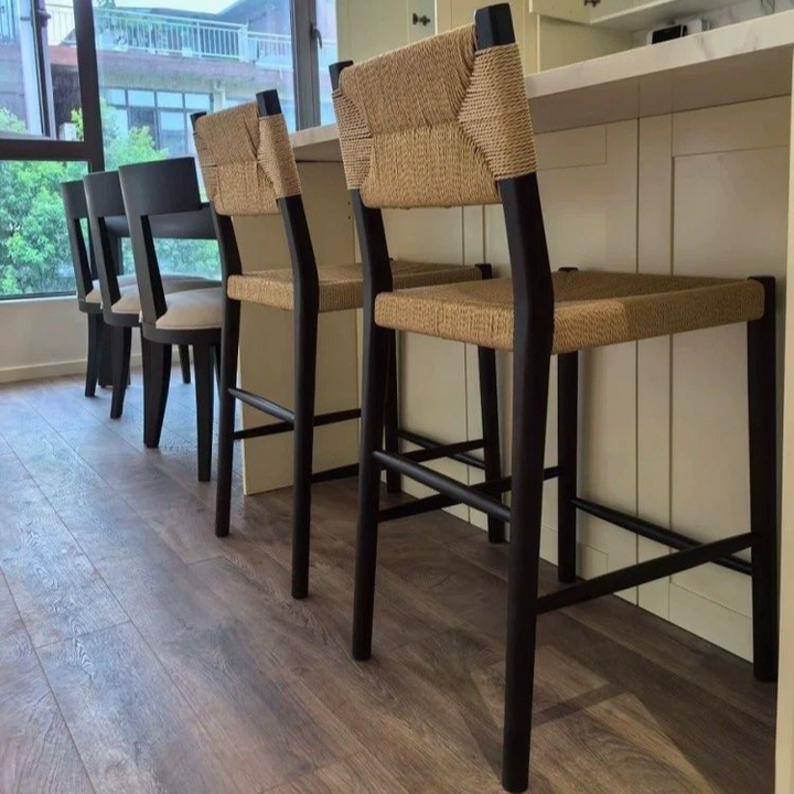KEVAE Rustic Rattan Bar Stool