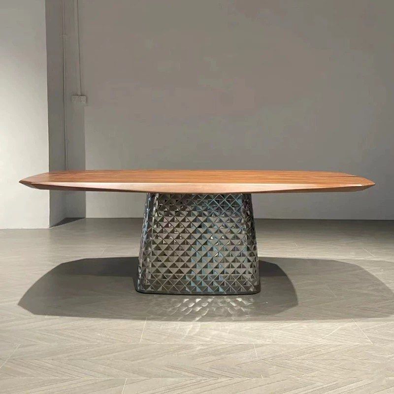 POIRER Modern Black Walnut Wood Dining Table
