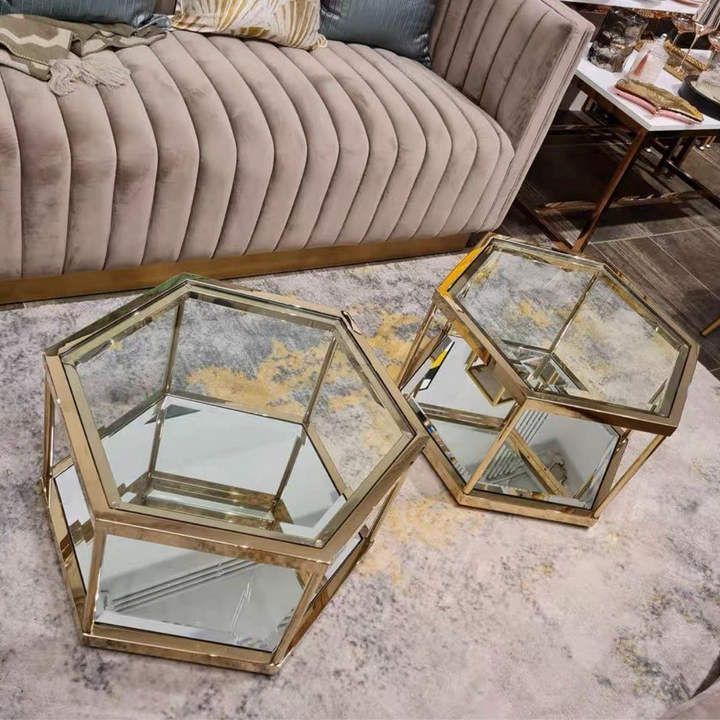 TANIA Modern Honeycomb Glass Coffee Table