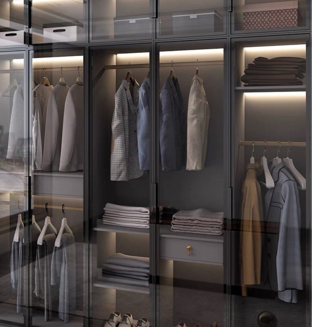 DERRICK Modern Glass LED Wardrobe