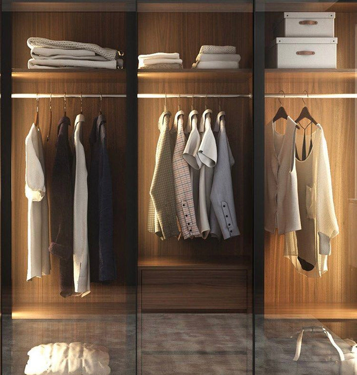 JULIUS Rustic LED Walnut Wardrobe
