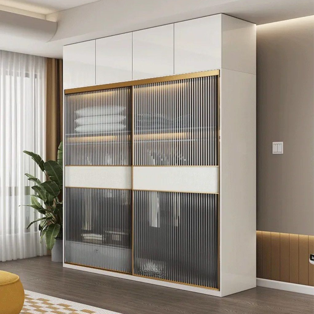 TULLIA Modern Gold & White Wardrobe