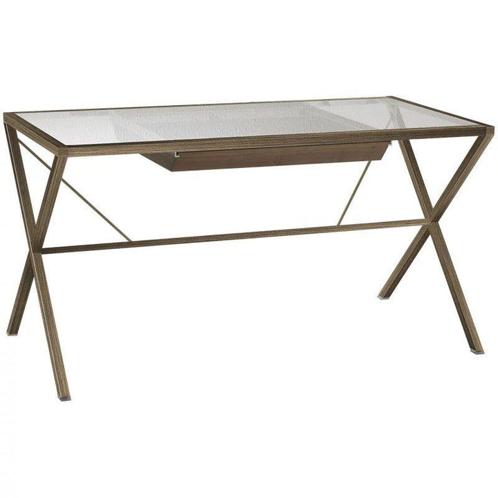 MAXIMILIAN Industrial Glass Study Table
