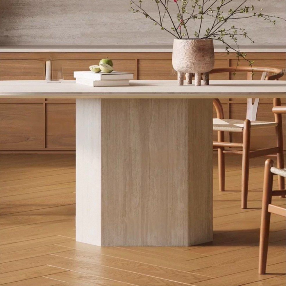 SAPPH Modern Travertine Dining Table