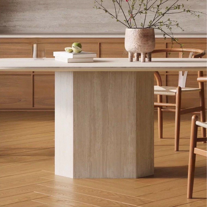 SAPPH Modern Travertine Dining Table