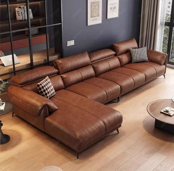 KORDEL Modern Leather Sectional Sofa