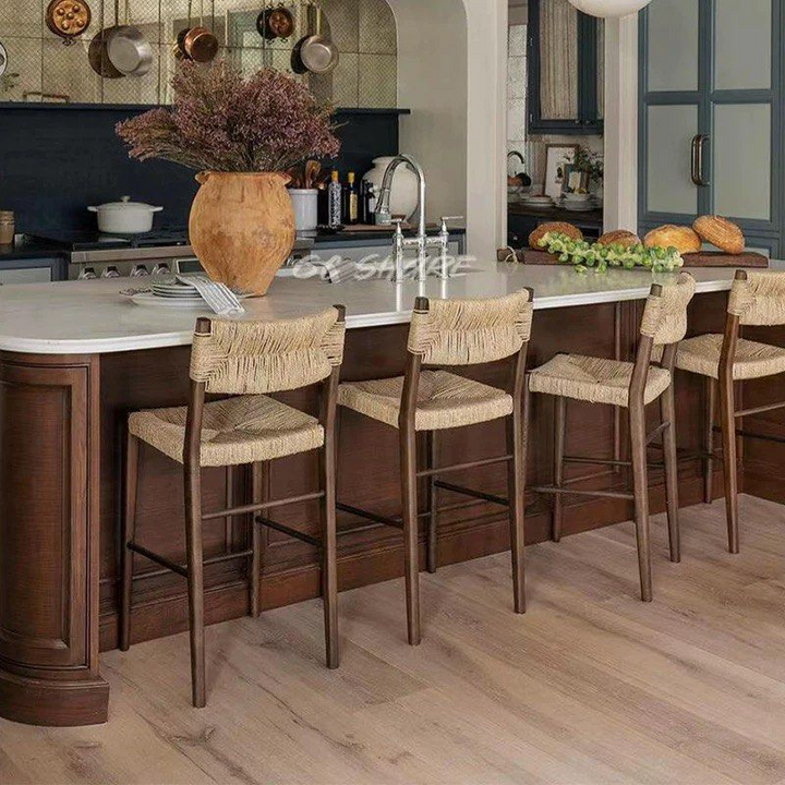 KEVAE Rustic Rattan Bar Stool