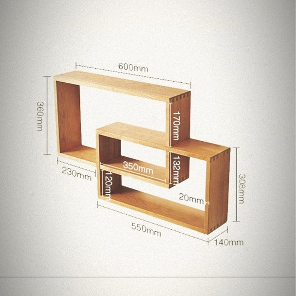 POUNGE Overlap Solid Wood Wall Shelf