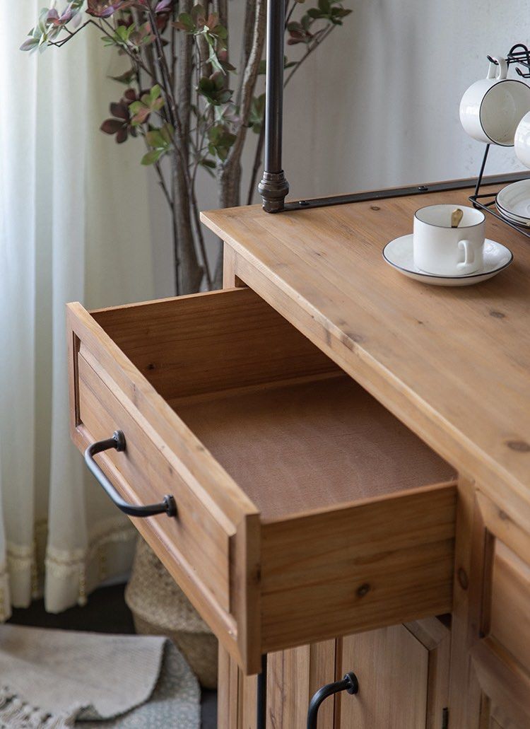 HARLING Rustic Solid Wood Tall Cabinet