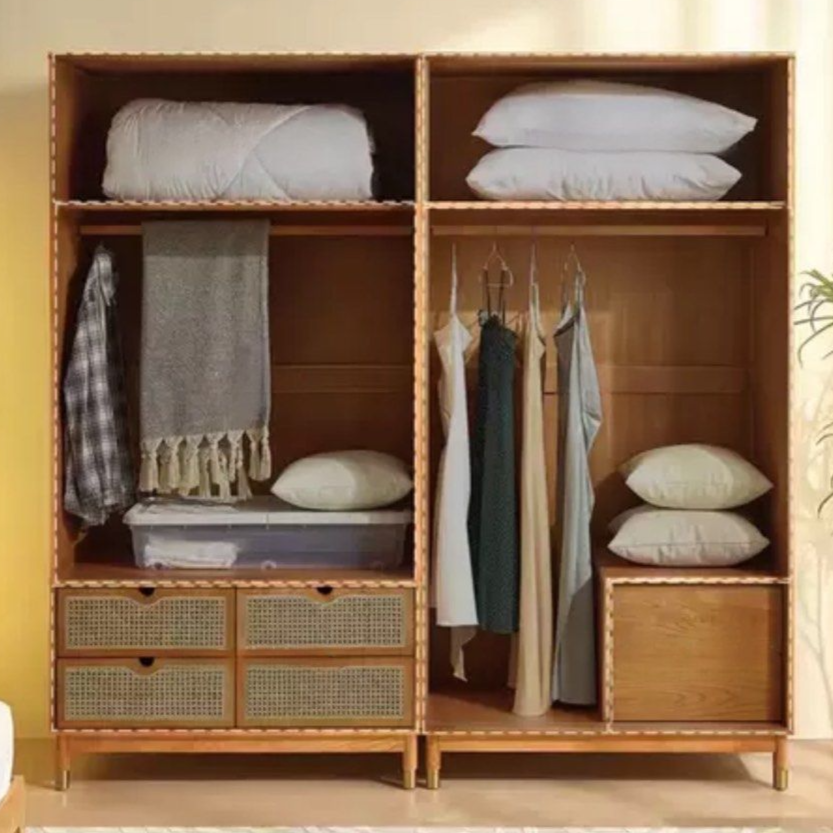SHELDON Rustic Rattan Wardrobe
